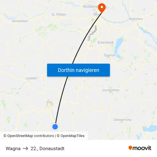 Wagna to 22., Donaustadt map