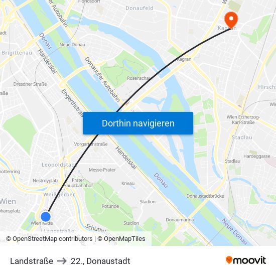 Landstraße to 22., Donaustadt map