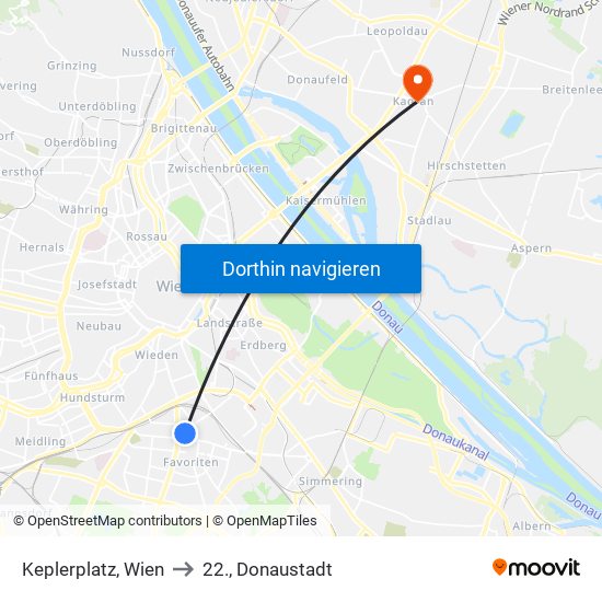 Keplerplatz, Wien to 22., Donaustadt map