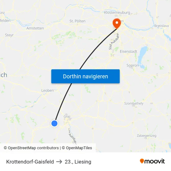 Krottendorf-Gaisfeld to 23., Liesing map