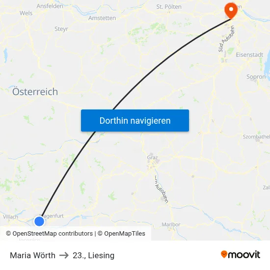 Maria Wörth to 23., Liesing map