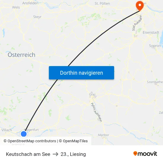 Keutschach am See to 23., Liesing map