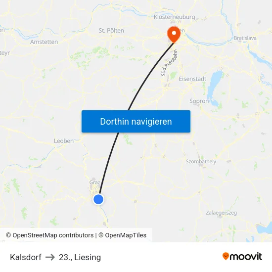 Kalsdorf to 23., Liesing map