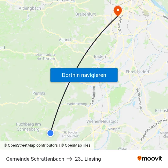 Gemeinde Schrattenbach to 23., Liesing map