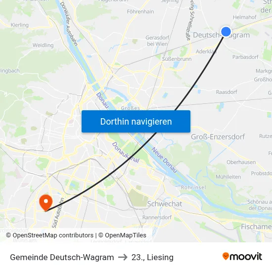 Gemeinde Deutsch-Wagram to 23., Liesing map