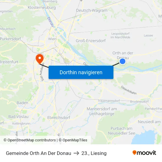 Gemeinde Orth An Der Donau to 23., Liesing map