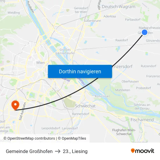 Gemeinde Großhofen to 23., Liesing map