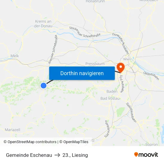 Gemeinde Eschenau to 23., Liesing map