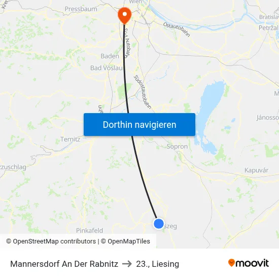 Mannersdorf An Der Rabnitz to 23., Liesing map