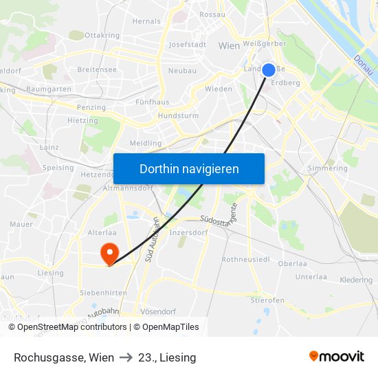 Rochusgasse, Wien to 23., Liesing map