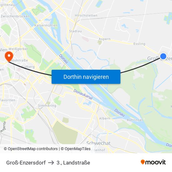 Groß-Enzersdorf to 3., Landstraße map