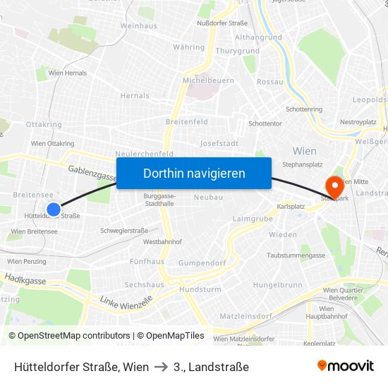 Hütteldorfer Straße, Wien to 3., Landstraße map