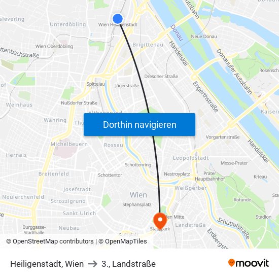 Heiligenstadt, Wien to 3., Landstraße map