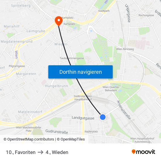 10., Favoriten to 10., Favoriten map