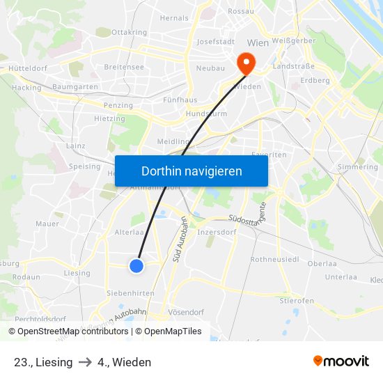 23., Liesing to 4., Wieden map