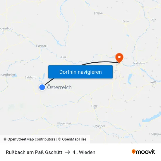 Rußbach am Paß Gschütt to 4., Wieden map