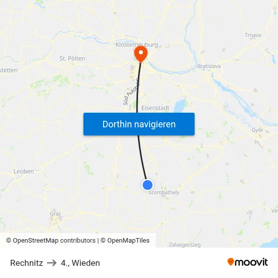 Rechnitz to 4., Wieden map