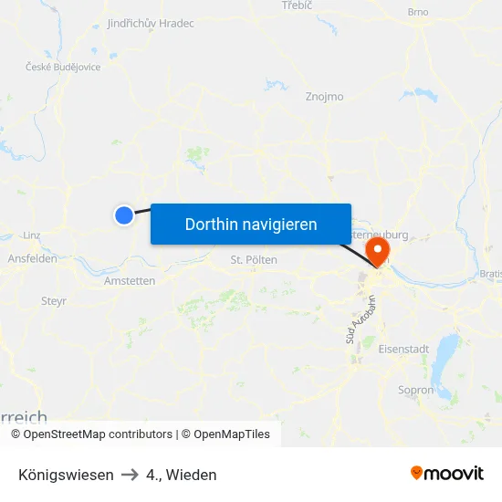 Königswiesen to 4., Wieden map