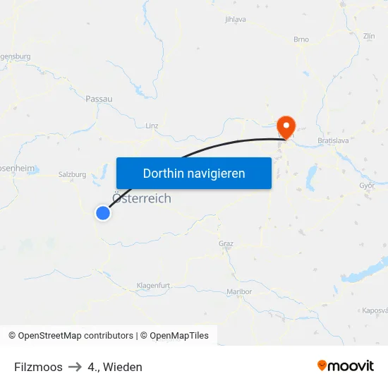 Filzmoos to 4., Wieden map