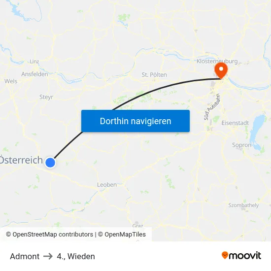 Admont to 4., Wieden map