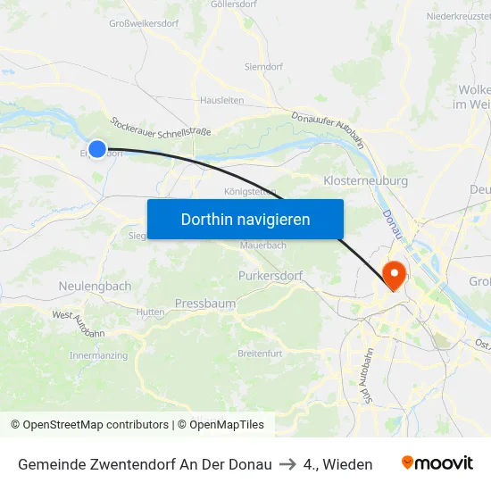 Gemeinde Zwentendorf An Der Donau to 4., Wieden map