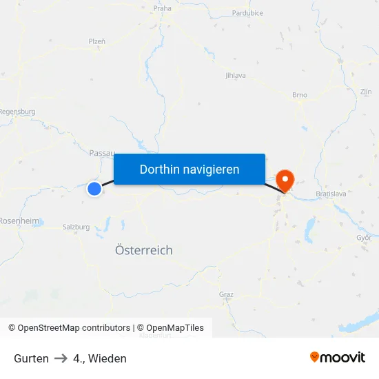 Gurten to 4., Wieden map