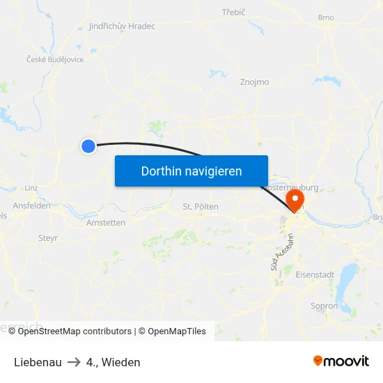 Liebenau to 4., Wieden map