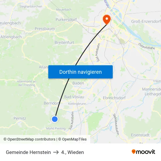 Gemeinde Hernstein to 4., Wieden map