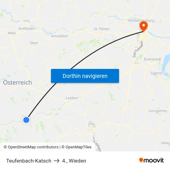 Teufenbach-Katsch to 4., Wieden map