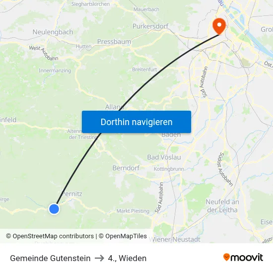Gemeinde Gutenstein to 4., Wieden map