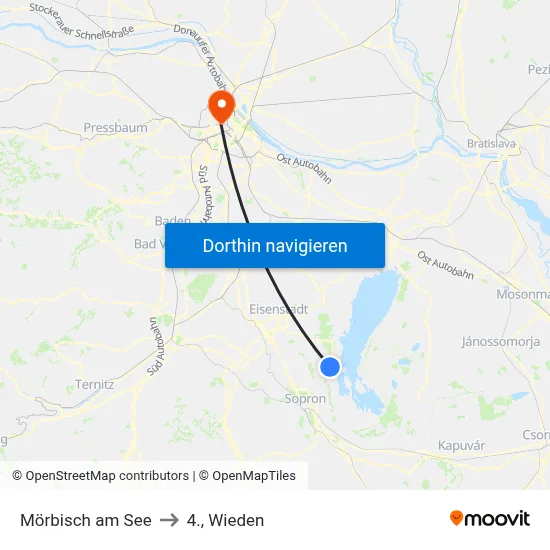 Mörbisch am See to 4., Wieden map