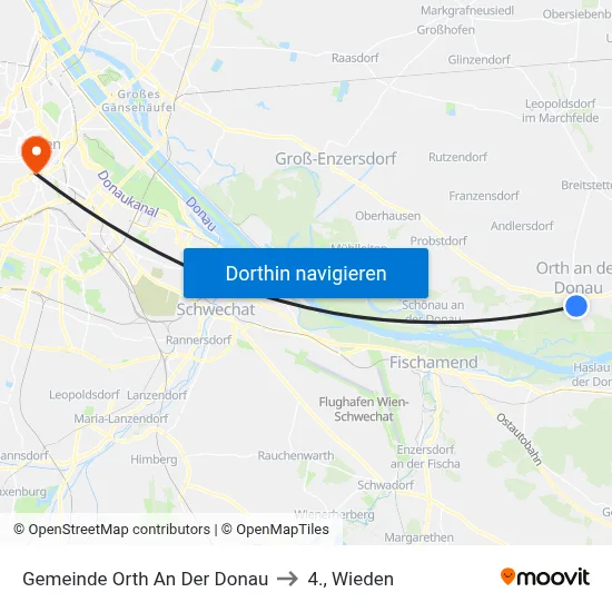 Gemeinde Orth An Der Donau to 4., Wieden map