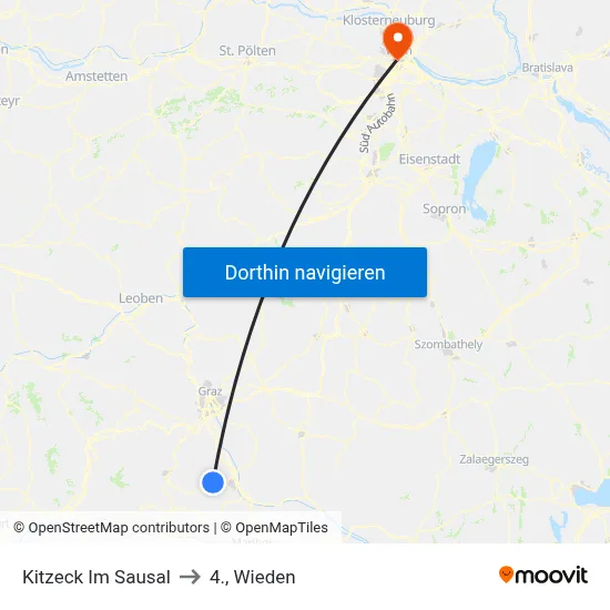 Kitzeck Im Sausal to 4., Wieden map