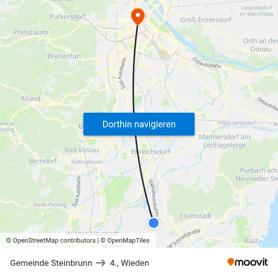 Gemeinde Steinbrunn to 4., Wieden map