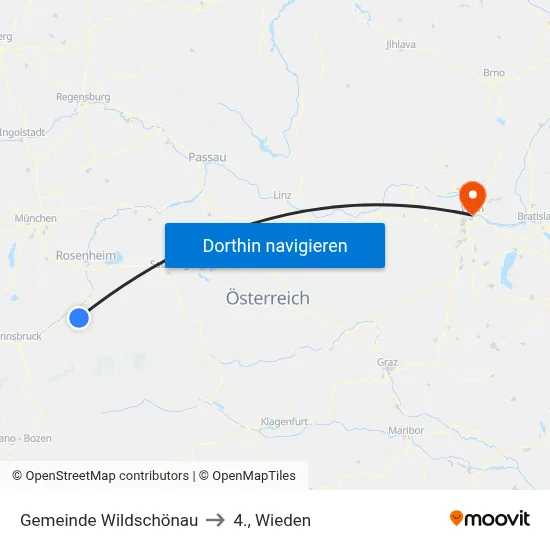 Gemeinde Wildschönau to 4., Wieden map