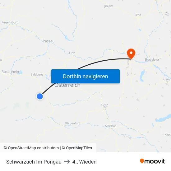 Schwarzach Im Pongau to 4., Wieden map