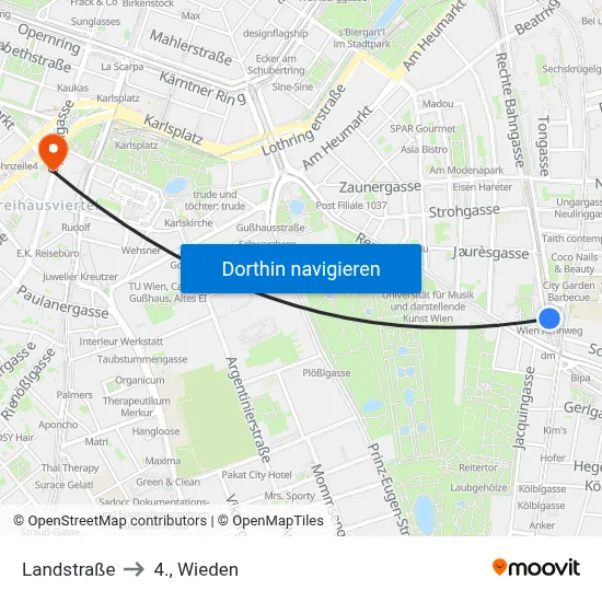 Landstraße to 4., Wieden map