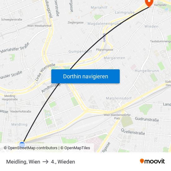 Meidling, Wien to 4., Wieden map