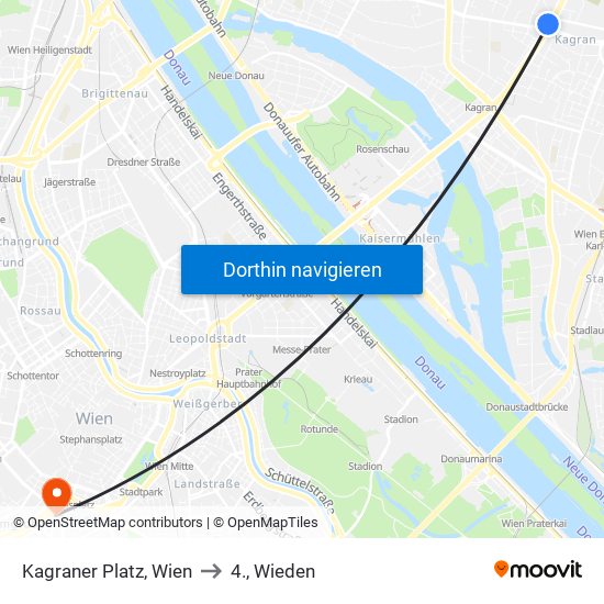 Kagraner Platz, Wien to 4., Wieden map