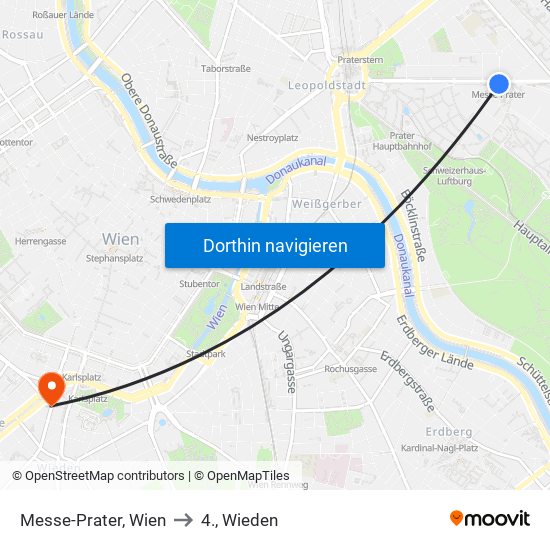 Messe-Prater, Wien to 4., Wieden map