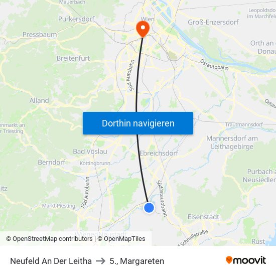 Neufeld An Der Leitha to 5., Margareten map