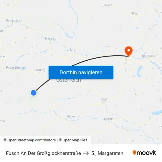 Fusch An Der Großglocknerstraße to 5., Margareten map