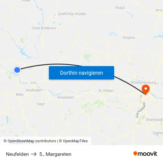 Neufelden to 5., Margareten map