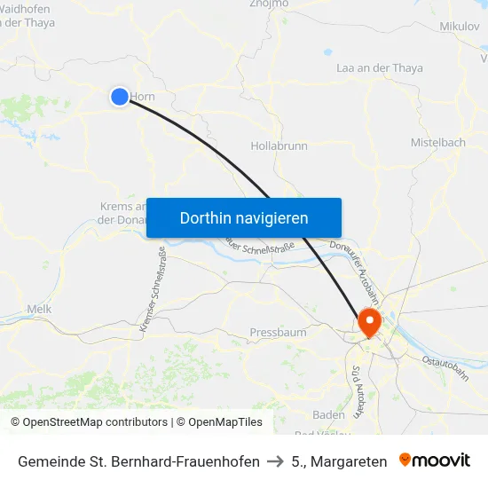 Gemeinde St. Bernhard-Frauenhofen to 5., Margareten map