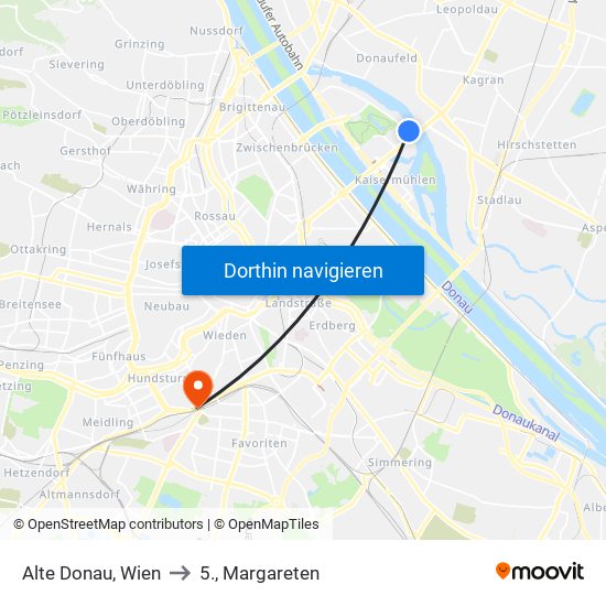 Alte Donau, Wien to 5., Margareten map