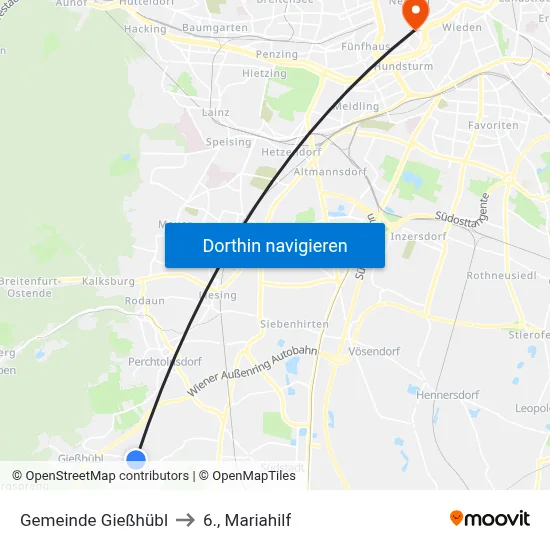 Gemeinde Gießhübl to 6., Mariahilf map