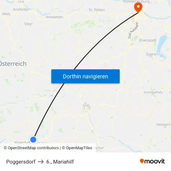 Poggersdorf to 6., Mariahilf map
