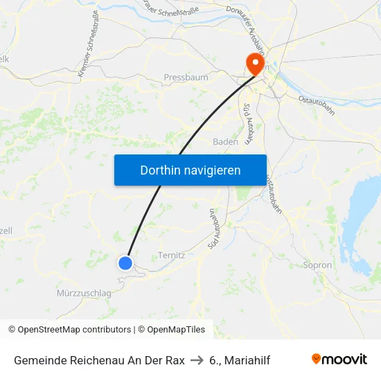 Gemeinde Reichenau An Der Rax to 6., Mariahilf map