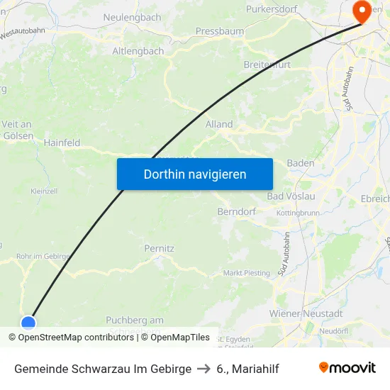 Gemeinde Schwarzau Im Gebirge to 6., Mariahilf map
