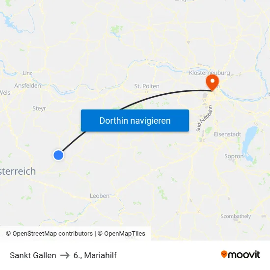 Sankt Gallen to 6., Mariahilf map